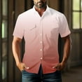 thumbnail image 3 of Yaoyar Mens Retro Solid Color Short Sleeve Gradient Top Button Down Pocket Collar Casual Top Traditional Heritage Design Classic Style Short Sleeve Shirt, 3 of 7