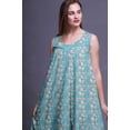 thumbnail image 5 of Bimba Turquoise Blue Watercolor Flower & Leaves Sleeveless Night Gown For Womens Cotton Printed Nightwear Ladies Sleepwear XX-Large, 5 of 6