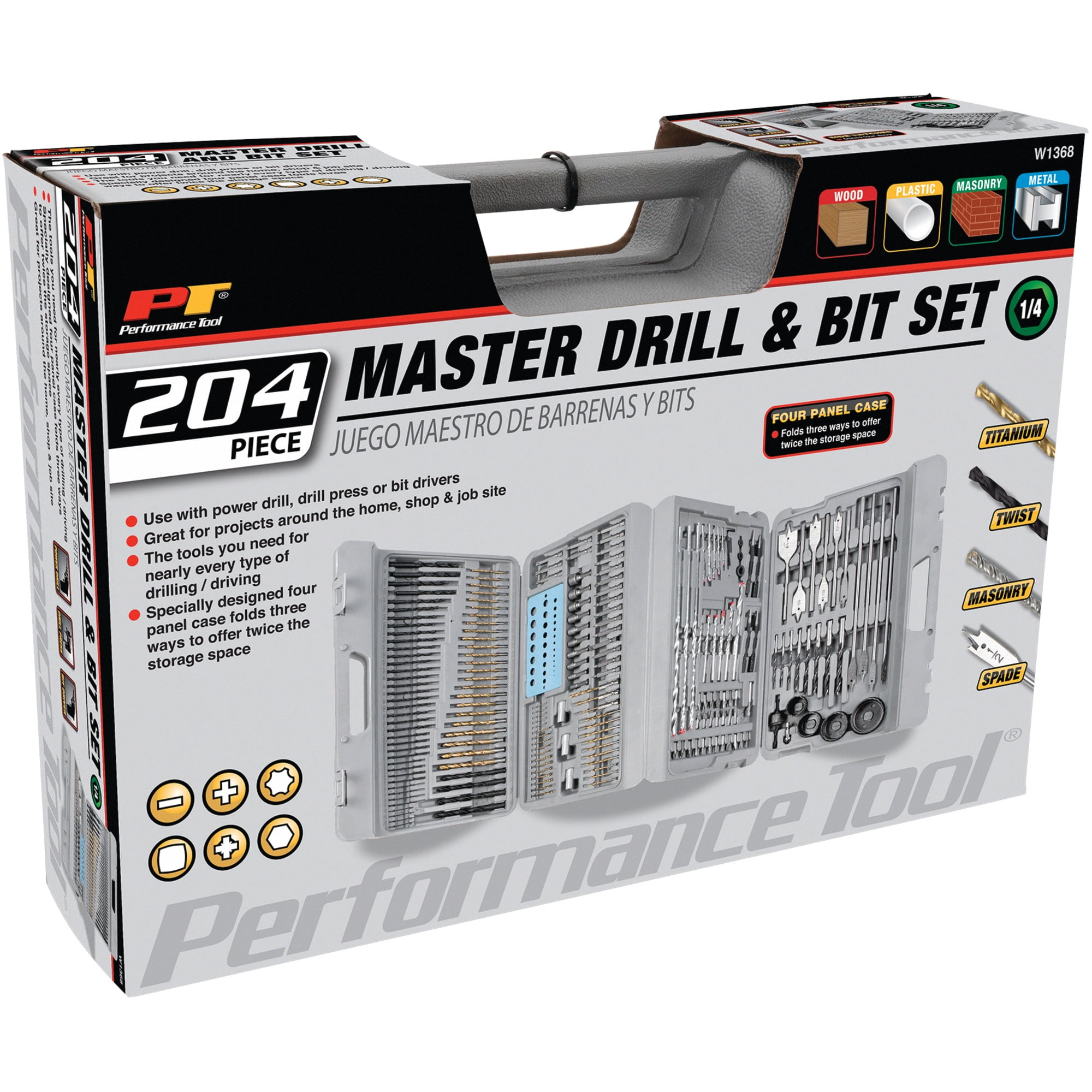 Performance Tool W1368 204-Piece Master Drill Bit Set