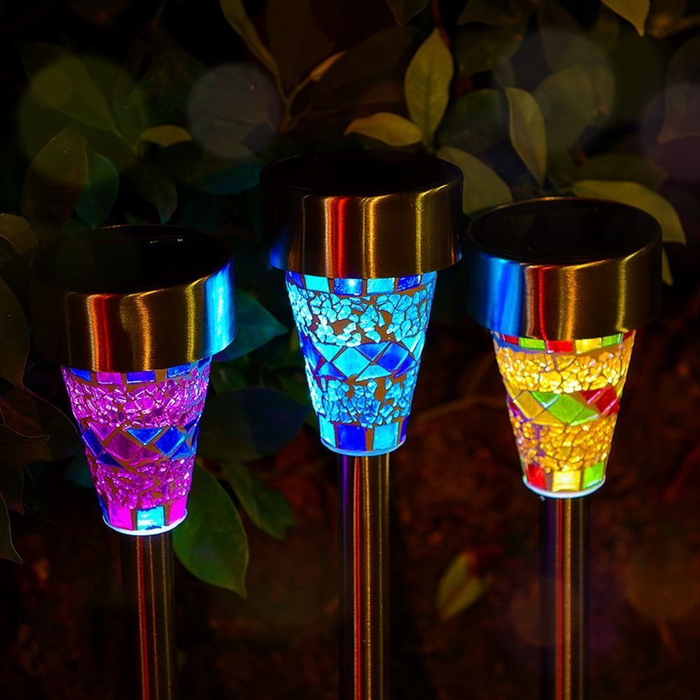Outdoor Solar Garden Lights 3 Pack Mosaic Solar Powered Stake Lights