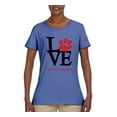 thumbnail image 2 of Love My Cat Stole My Heart Red Footprints Animal Lover Womens Graphic T-Shirt, Light Blue, Small, 2 of 3