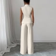 thumbnail image 4 of Stichou Suits 2 Piece Set for Women Sophisticated One Button Blazer Wide Leg Trousers Set Professional 2026 Office Work Casual Solid Outfits White M, 4 of 6