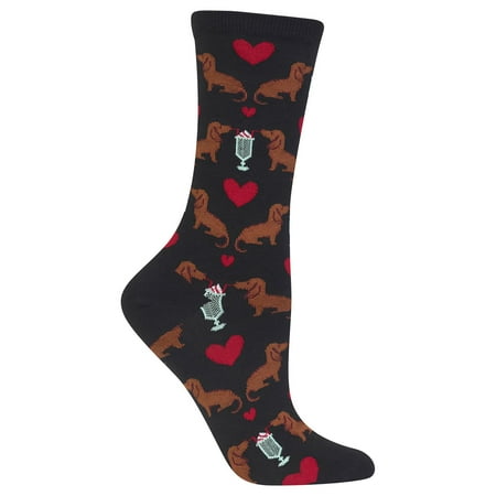 Hot Sox Womens Dogs and Milkshake Sock, Women's Shoe Size 4-10.5, Black