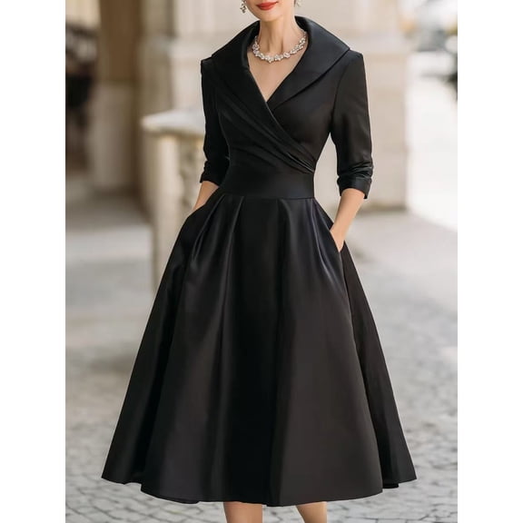 Elegant and flattering long-sleeved dress for women with a fitted waist.