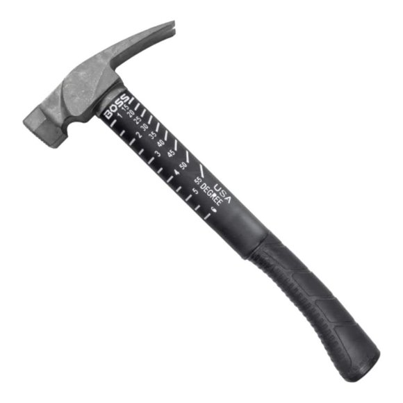 Boss Hammer 16 oz. Construction Grade Ti64 Titanium Hammer with Tough-Fiber Shock-Absorbing Fiberglass Handle - No-Slip Grip, Smooth Face - Made in USA - BH16TIPFS
