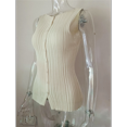 thumbnail image 5 of Women Button Down Vest Ribbed Sleeveless Cardigan Tank Top Y2k Crewneck Slim Fit Knit Vest Tops Going Out Crop Top M, 5 of 7