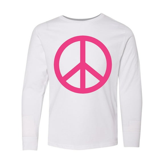 Inktastic Pink Peace Sign Long Sleeve Youth T-Shirt
