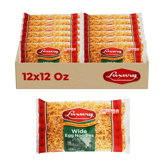 Luxury Wide Egg Noodles, 12-Pack (12 oz Each) – Enriched Pasta for Soups, Stroganoff, and Classic Comfort Meals