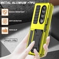 thumbnail image 5 of Compatible Metal Samsung Galaxy Z Fold 4 5G Phone Case with Hinge Protection & Stand,6ft Drop Tested Military Heavy Duty Dual Layer Protective Bumper Metal Case for Samsung Z Fold 4 Case Yellow, 5 of 14