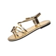 thumbnail image 2 of Xdegoge Women's Flat Sandals Crystal Thong Summer Shoes Jeweled Strap Open Toe Slip On Beach Dressy Casual Walking Bling Footwear, 2 of 9