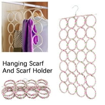 ODOMY 28 Ring Scarf Shawl Scarves Holder Foldable Tie Belt Hook Organizer Rattan Weave Hanger