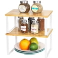 thumbnail image 1 of 2pcs Bamboo Kitchen Cabinet Counter Shelf Organizer, Stackable Expandable, 1 of 6