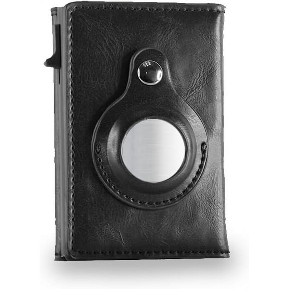 PRINT SUPREMACY Faux Leather Tri-fold Wallet with Credit Card Holder and Magnetic Lock, Built-in Holder for Airtag, Minimalist Wallet for Men Women, Holds Cards ID Cash (Black)