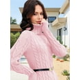 thumbnail image 2 of Long Sleeve Womens Cable Knit Sweater Dress Bodycon Turtleneck Mini Fall Winter Knit Wear, 2 of 6