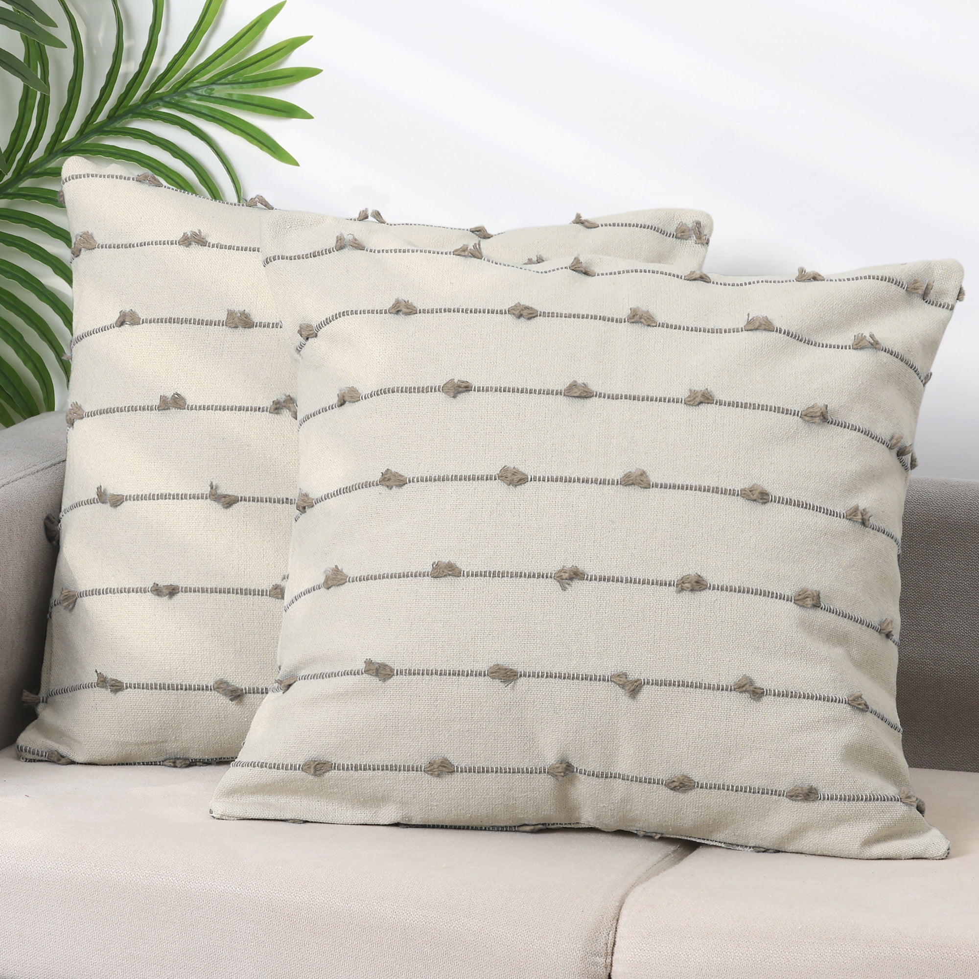 Unique Bargains 3 Pcs Striped Modern Throw Pillow Covers Square 18" x 18" Brown