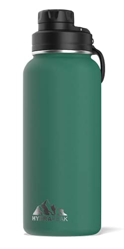32oz Triple Insulated Water Bottle Hydrapeak Insulated Stainless Steel Water Bottle Leak Proof Chug Lid Forest 1 Liter Wide Mouth Reusable Bottle Metal Canteen Sports Flask 