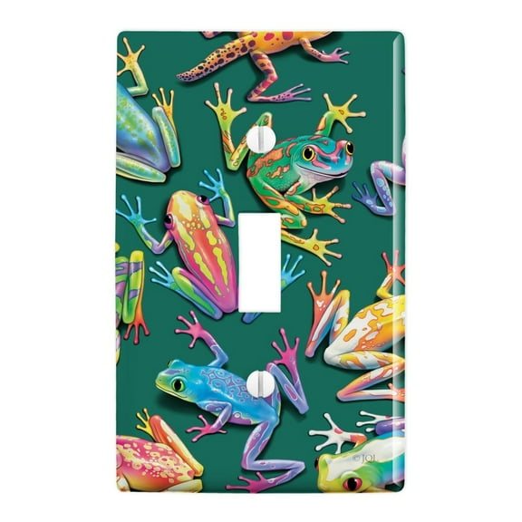 Rainforest Tree Frogs Rainbow Sticky Fingers Plastic Wall Decor Toggle Light Switch Plate Cover