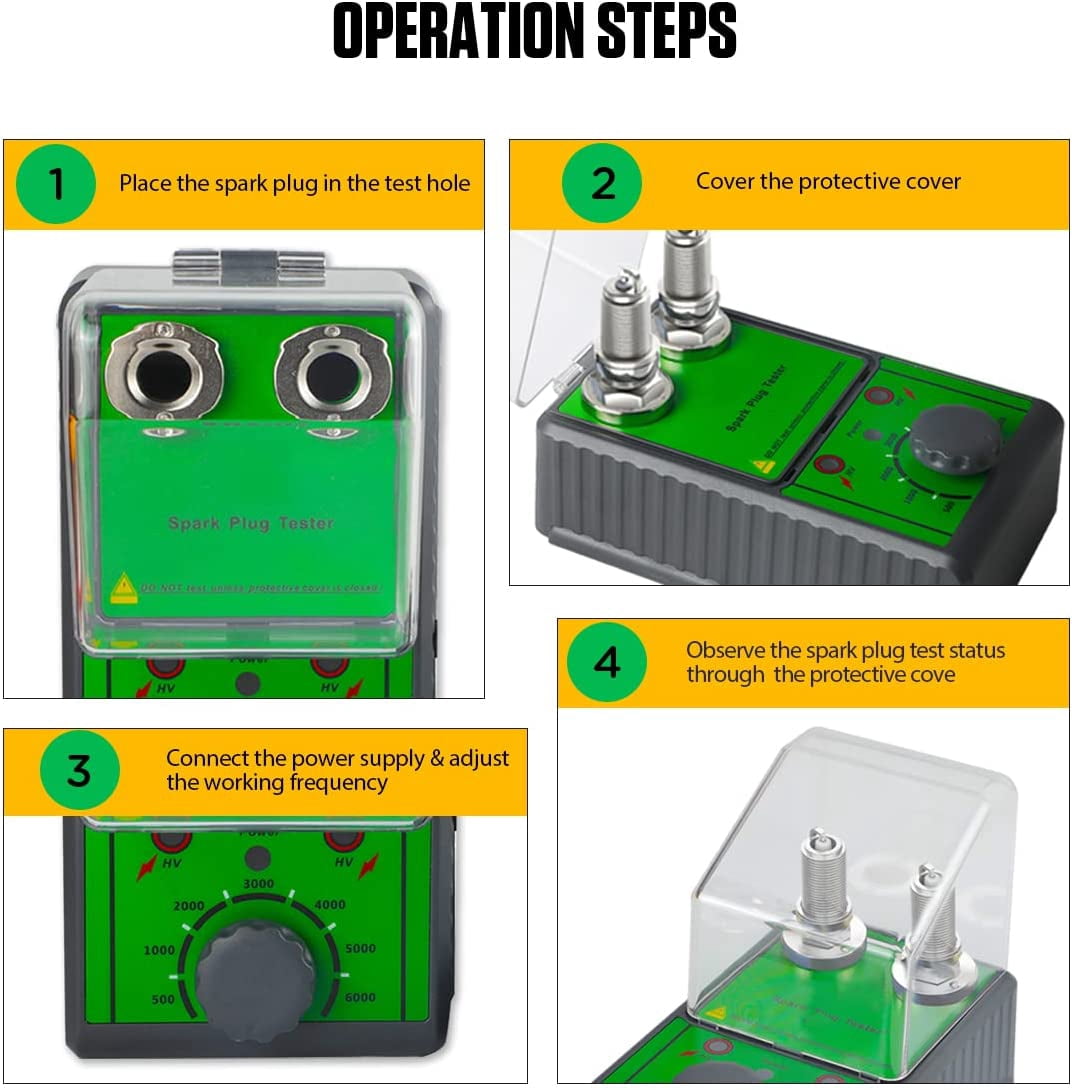 Spark Plug Tester Dual Holes Spark Plugs Detector Ignition Plug Analyzer 500-6000rpm Adjustable Frequency Vehicle Spark Plug Diagnostic Repair Tool