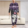 thumbnail image 2 of Kuromi And My Melody Unisex Onesie Pajamas Zipper Jumpsuit Hooded One Piece Sleepwear for Family Mens Womens, 2 of 7