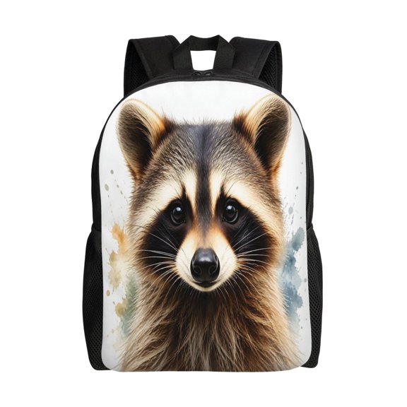 Raccoon Backpack Full Front Print Travel Laptop Bag for Men and Women