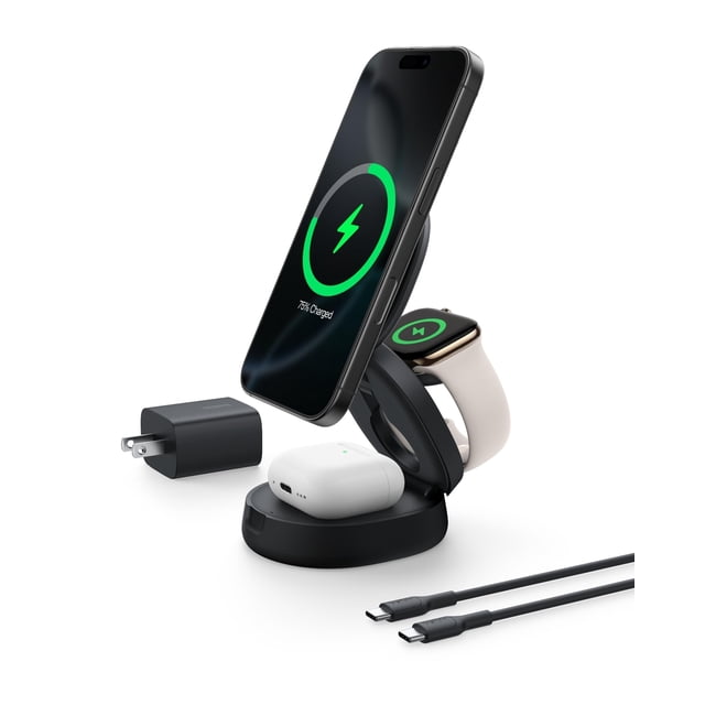 Estación de carga inalámbrica Belkin 3 en 1 Qi2 15W para iPhone