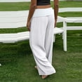 thumbnail image 5 of RQYYD Women's Wide Waistband Wide Leg Pants with Elastic Waist Casual Linen Blend Trousers for Outings, 5 of 6