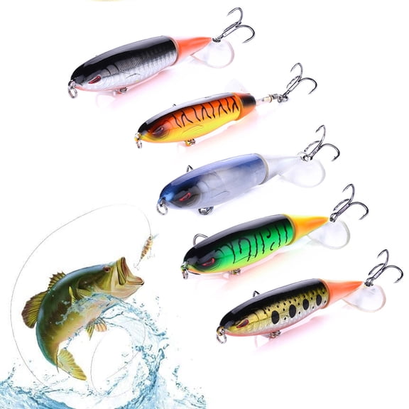 Bobasndm 5 Pcs Bass Fishing Lures Kit Floating Spinning Tail Bass Lure for Bass Trout Freshwater Saltwater Lure
