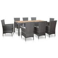 thumbnail image 1 of vidaXL 9 Piece Outdoor Dining Set with Cushions Poly Rattan Grey, 1 of 4