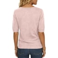 thumbnail image 4 of Garbnen Ribbed Tshirt Women Knitted V Neck Half Sleeve Shirts for Women Fitted Summer Stretch Basic Tunic Sweaters for Women L, 4 of 5