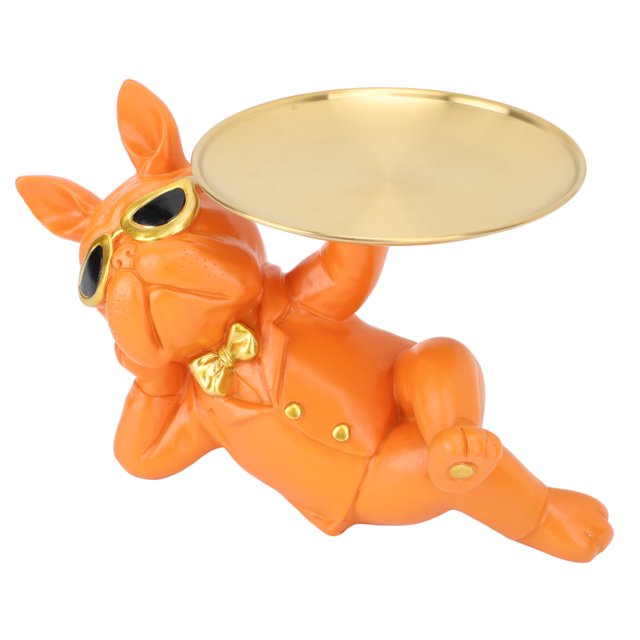 Bandeja Bulldog De Resina De Decoración Moderna, Bandeja De Almacenamiento De Estatua De Bulldog Francés Bandeja De Pendientes De Joyería Para Casa Entrada Comercio Oficina