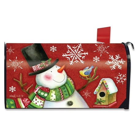 Weather Vinyl Mailbox Cover - Frosty Friends Christmas Magnetic Mailbox Cover Snowman Standard Briarwood Lane