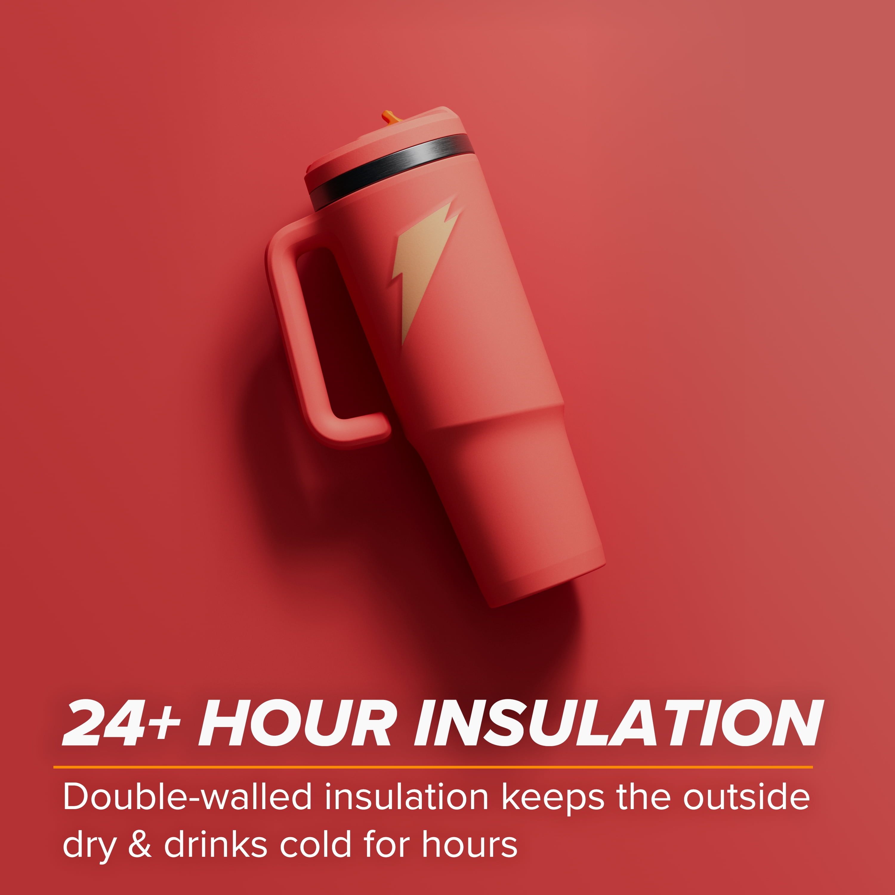 Gatorade Crossover Stainless Steel Tumbler Bottle, Coral, Double-Wall Insulation, 36 fl oz​