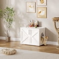 thumbnail image 2 of Garvee Cat Litter Box Enclosure, Hidden Cat Litter Box Cabinet with Double Doors, Ventilation, and Cushion Pads, Farmhouse Wooden Kitty Furniture for Cats and Small Pets, White, 2 of 8