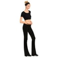 thumbnail image 4 of DailyWear Womens Stretchy Cotton Blend Yoga Pants Leggings Various Styles Boot Cut Black, Large, 4 of 4