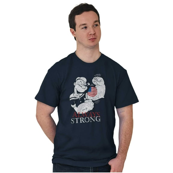 Popeye Patriotic American Flag Strong Men's Graphic T Shirt Tees Brisco Brands S