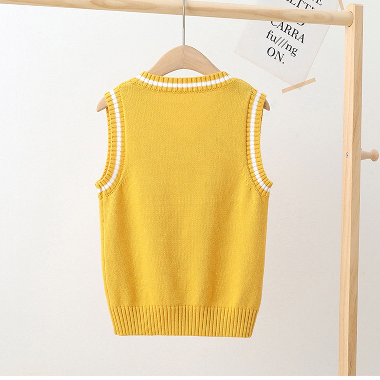 Alvivi Kids V-Neck Knitted Sweater Vest School Uniform Sleeveless