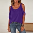 thumbnail image 6 of jjayotai Women Cold Shoulder Tops Summer Short Sleeve Shirt Scoop Neck Tee Casual Loose Fitted Solid Color Tunic Top, 6 of 6