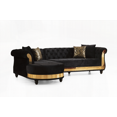 thumbnail image 4 of Gold Tufted Upholstered Sectional Sofa with Black Wood Legs | Walmart US, 4 of 8