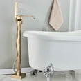 thumbnail image 2 of Floor Mounted Brushed Gold Free Standing Bathtub Faucet Shower Tub Filler Spout, 2 of 13