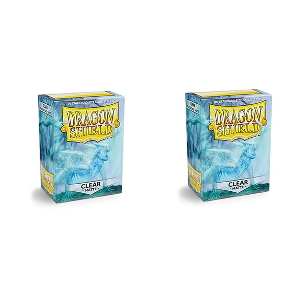 2 Packs Dragon Shield Matte Clear Standard Size 100 ct Card Sleeves Value Bundle!