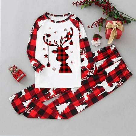 

Christmas Kinds Matching Family Pajamas Sets Christmas PJ s With Print And Plaid Printed Long Sleeve Tee And Bottom Loungewear