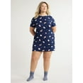 thumbnail image 4 of Joyspun Women's Dreamy Soft Collection Sleepshirt with Short Sleeves, Sizes S/M-2X/3X, 4 of 4