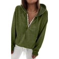 thumbnail image 1 of Sudaderas con capucha para mujer, Tops de manga larga, informal, con cordón, cuello en V, Color sólido, sudaderas, 1 of 6