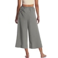 thumbnail image 6 of Women's Loose Wide Leg Track Pants Drawstring Pockets Elastic Waist Capri Hiking Pants with Big Ruched Pockets, 6 of 6