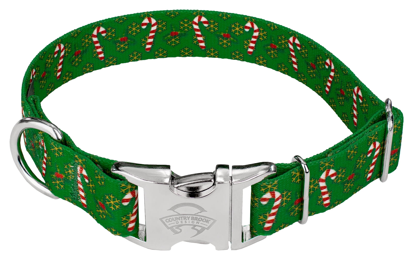Country Brook Petz® Premium Candy Cane Christmas Dog Collar Large
