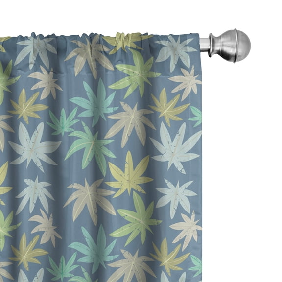 Exotic Curtains 2 Panels Set, Continuous Nature Themed Pattern with Colorful Tropic Jungle Leaves, Window Drapes for Living Room Bedroom, 56"W X 84"L, Blue Grey and Multicolor, by Ambesonne