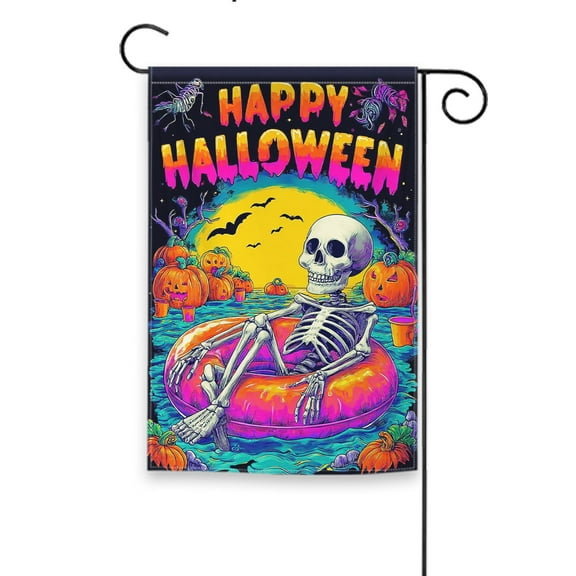 Happy Halloween Garden Flag - Vertical Double-Sided Yard Decor, Camping, Indoor & Outdoor Holiday Decoration, 12.5 x 18 Inches