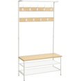 thumbnail image 1 of VASAGLE Coat Rack, Hall Tree with Shoe Storage Bench for Entryway, with 9 Hooks, a Shoe Rack, a Hanging Rod, 16.3 x 39.4 x 71.7 Inches, for Living Room, Bedroom, Oak and White, 1 of 5