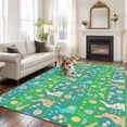 thumbnail image 3 of Green Rabbit Area Rug 8x10 Washable Rug Non Slip Watercolor Funny Farmhouse Bunny Flowers Large Area Rug Soft Stainresistant Indoor Floor Carpet for Living Room Bedroom Home Office Dining Room, 3 of 8