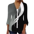 thumbnail image 2 of ICHUANYI Clearance Women's V Neck Shirt Graphic Printing Three-Quarter Sleeve Casual Blouse With Button Tops(Black, L) ICHUANYI WER2023080910540, 2 of 5